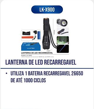 UTILIZA 1 BATERIA RECARREGAVEL 26650 DE ATÉ 1000 CICLOS