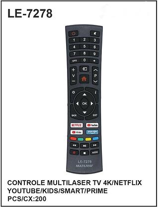 CONTROLE MULTILASER TV 4K/NETFLIX YOUTUBE/KIDS/SMART/PRIME