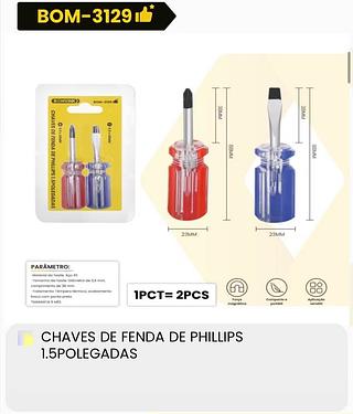 CHAVES DE FENDA DE PHILLIPS 1.5POLEGADAS