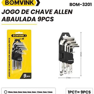 JOGO CHAVE ALLEN Aço Inox Contém 9 Peças
