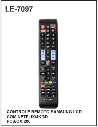 CONTROLE REMOTO SAMSUNG LCD COM NETFLIX/4K/3D