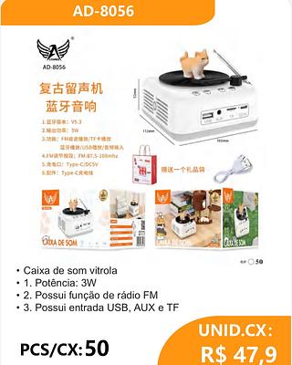 Caixa de som vitrola • 1. Potência: 3W