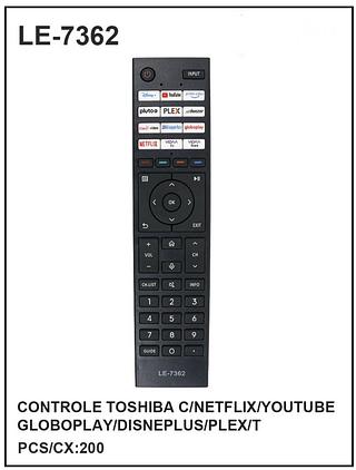 CONTROLE TOSHIBA C/NETFLIX/YOUTUBE GLOBOPLAY/DISNEPLUS/PLEX/T