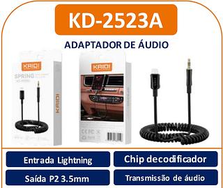 Entrada Lightning Saída P2 3.5mm Transmissão de áudio