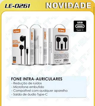 FONE INTRA-AURICULARES Saída de áudio Type-C