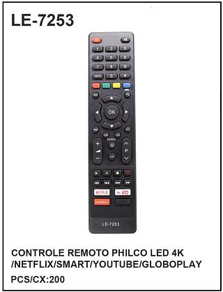 CONTROLE REMOTO PHILCO LED 4K /NETFLIX/SMART/YOUTUBE/GLOBOPLAY