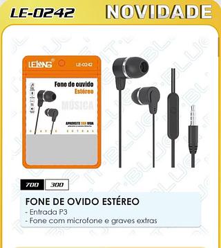 FONE DE OVIDO ESTÉREO - Entrada P3 - Fone com microfone e graves extras