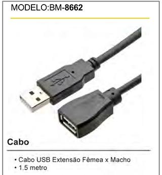 Cabo USB Extensão Fêmea x Macho ・ 1.5 metro