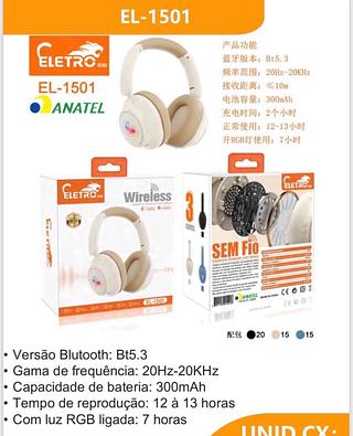 Versão Blutooth: Bt5.3 • Gama de frequência: 20Hz-20KHz • Capacidade de bateria: 300mAh • Tempo de reprodução: 12 à 13 horas • Com luz RGB ligada: 7 horas