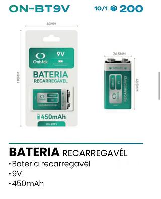 BATERIA RECARREGAVÉL• 9V • 450mAh