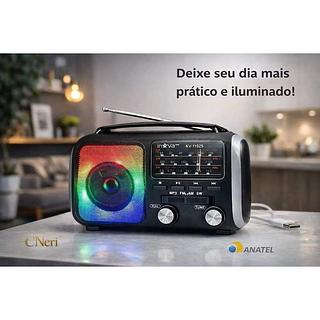 Rádio Portátil FM AM SW com Lanterna LED Bateria Recarregável USB TF AUx