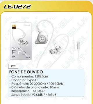 FONE DE OUVIDO BLIY - Comprimentos: 120+4cm - Conector: Type-C