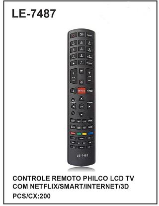 CONTROLE REMOTO PHILCO LCD TV COM NETFLIX/SMART/INTERNET/3D