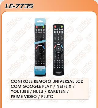CONTROLE REMOTO UNIVERSAL LCD COM GOOGLE PLAY / NETFLIX / YOUTUBE / HULU / RAKUTEN / PRIME VIDEO / PLUTO