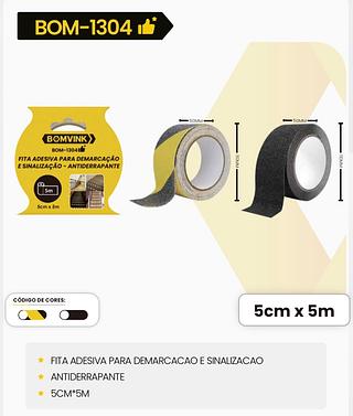 FITA ADESIVA PARA DEMARCACAO E SINALIZACAO ANTIDERRAPANTE 5CM*5M