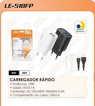 CARREGADOR RÁPIDO • Potência: 10W