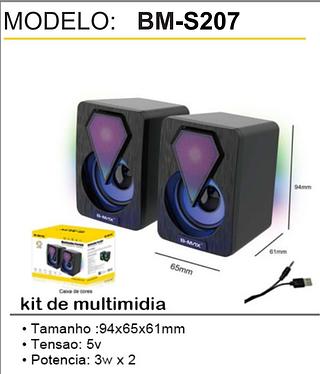 ￼Caixa de som para PC 2.0 6W com LED