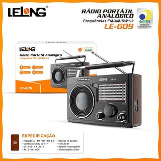 RÁDIO PORTÁTIL ANALOGICO Frequências FM/AM/SW1-9