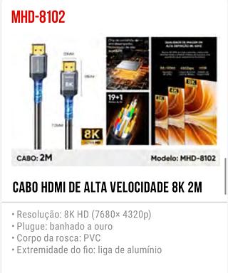 CABO HDMI DE ALTA VELOCIDADE 8K 2M