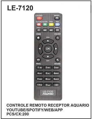 CONTROLE REMOTO RECEPTOR AQUARIO YOUTUBE/SPOTIFY/WEB/APP
