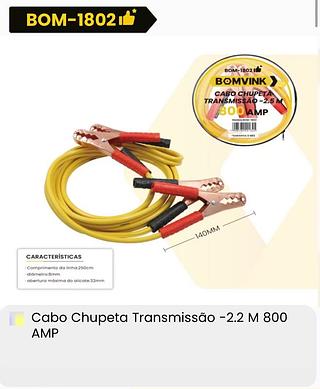 Cabo Chupeta Transmissão -2.2 M 800 AMP