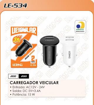 LELONG-CARREGADOR VEICULAR 3.4A