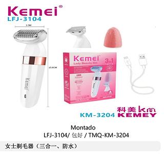 ￼3em1 Depilador Pelos Feminino Com Escova Massagem Facial KM-3204