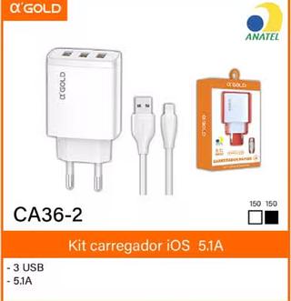 Kit carregador ios 5.1A- 3 USB