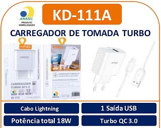 KAIDI-CARREGADOR TURBO-QC3.0 18W-IOS