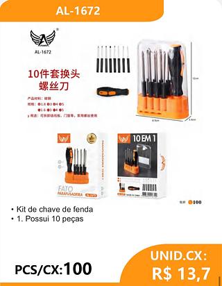Kit de chave de fenda • 1. Possui 10 peças