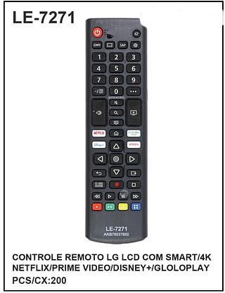 CONTROLE REMOTO LG LCD COM SMART/4K NETFLIX/PRIME VIDEO/DISNEY+/GLOLOPLAY
