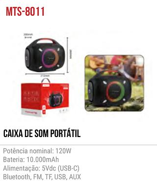 CAIXA DE SOM PORTÁTIL Potência nominal: 120W Bateria: 10.000mAh