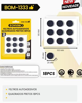 FELTROS AUTOADESIVOS REDONDOS PRETOS 18PCS